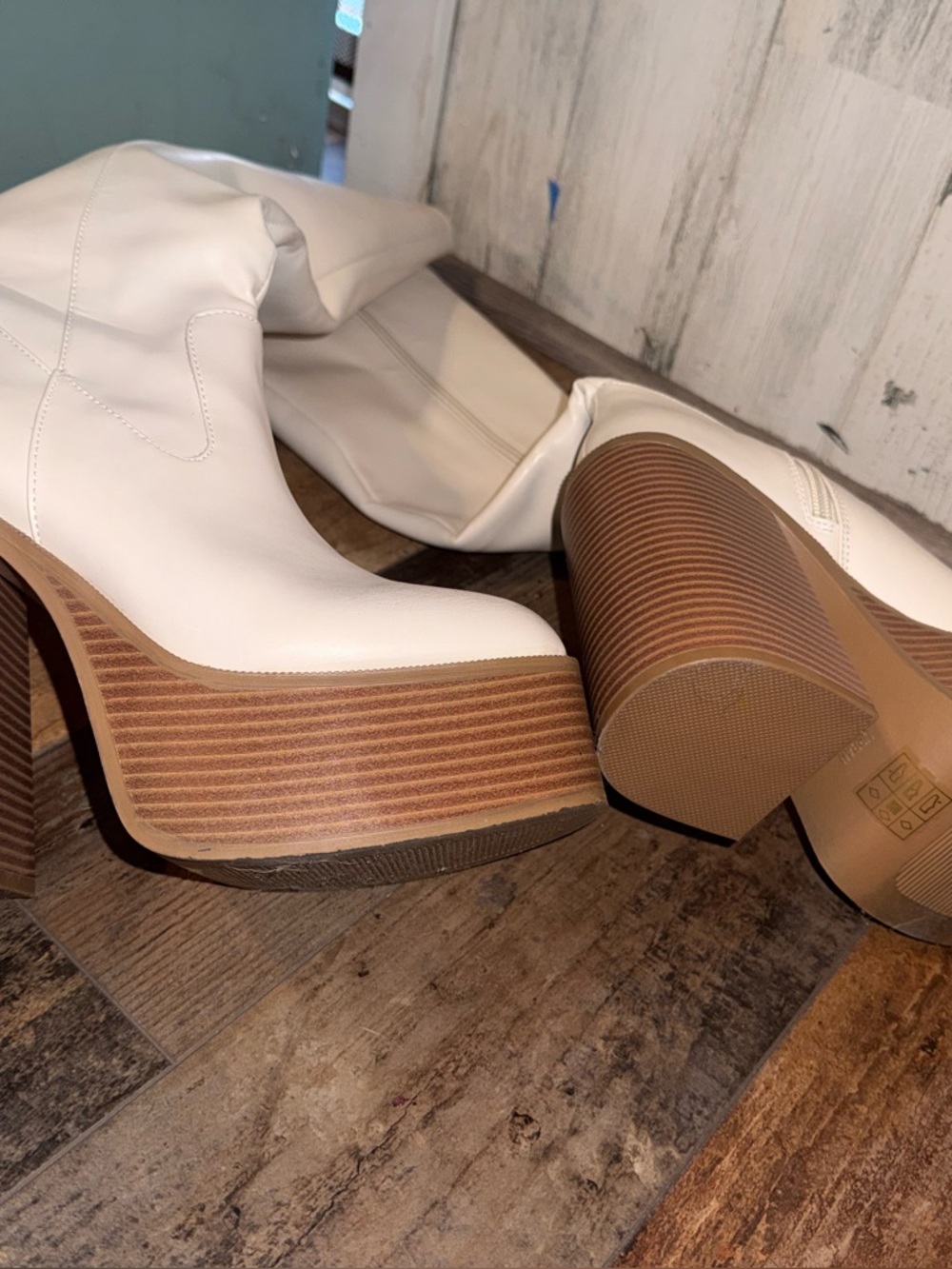 Urban Outfitters Cream Platform Over-the-Knee Boots - Picture 11 of 14